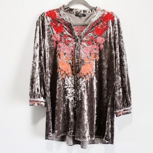 Velvet Embroidered Top